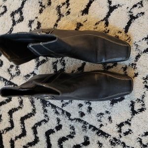 Black leather ankle boots